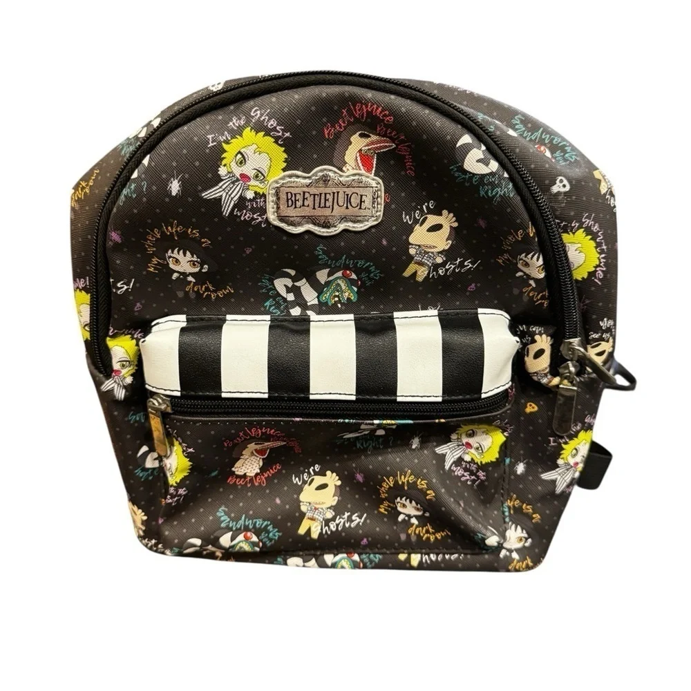 Loungefly Beetlejuice Black and White Backpack